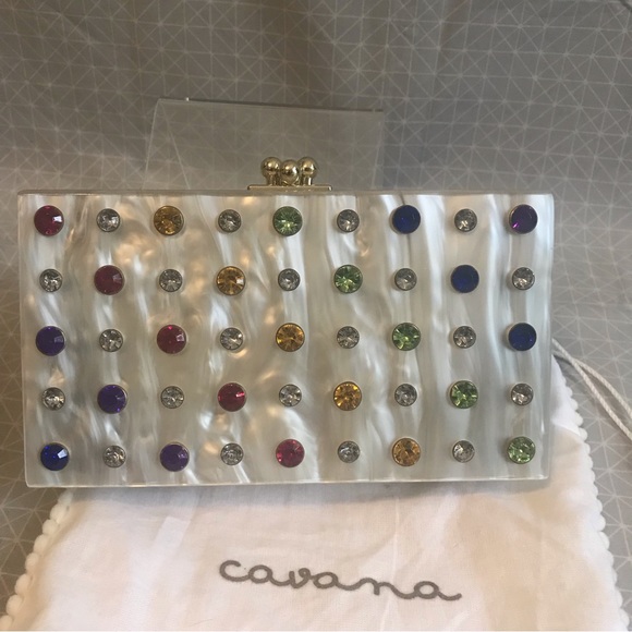 Cavana Multicolored Jeweled Pearlized Lucite Clutch - Picture 4 of 11